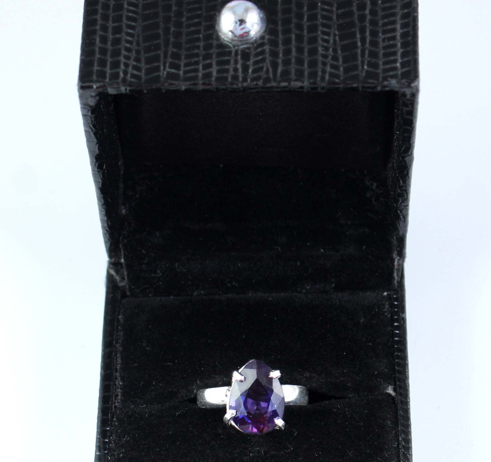 Gemstone Anniversary Ring 6.85 Ct Natural Pear Boysenberry Sapphire Certified