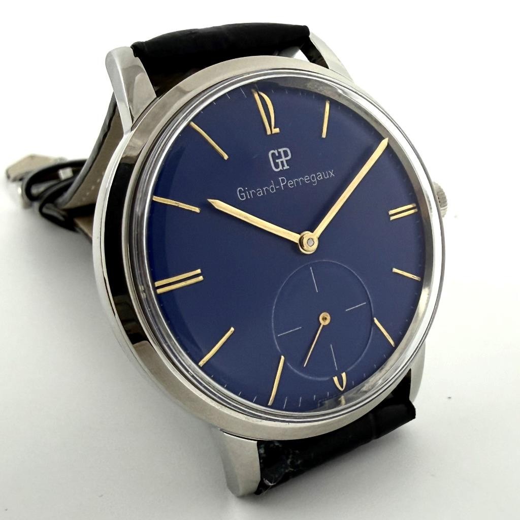 SWISS JUMBO GIRARD PERREGAUX MANUAL WIND NICE BLUE DIAL STEEL VINTAGE WATCH