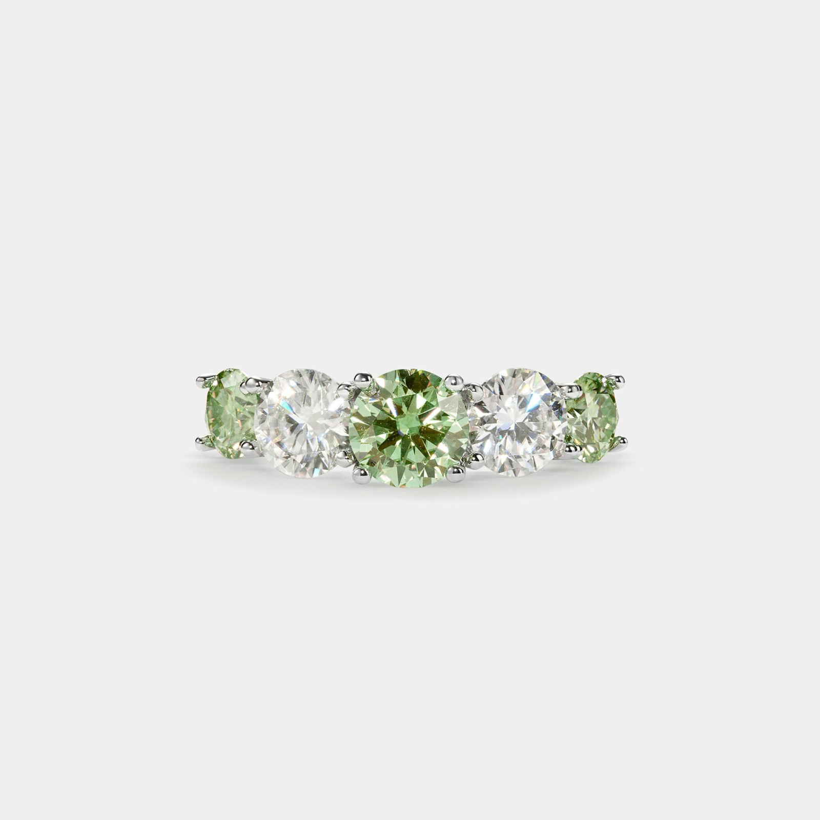 Color Five Stone Moissanite Cocktail Engagement Ring in 925 Sterling Silver