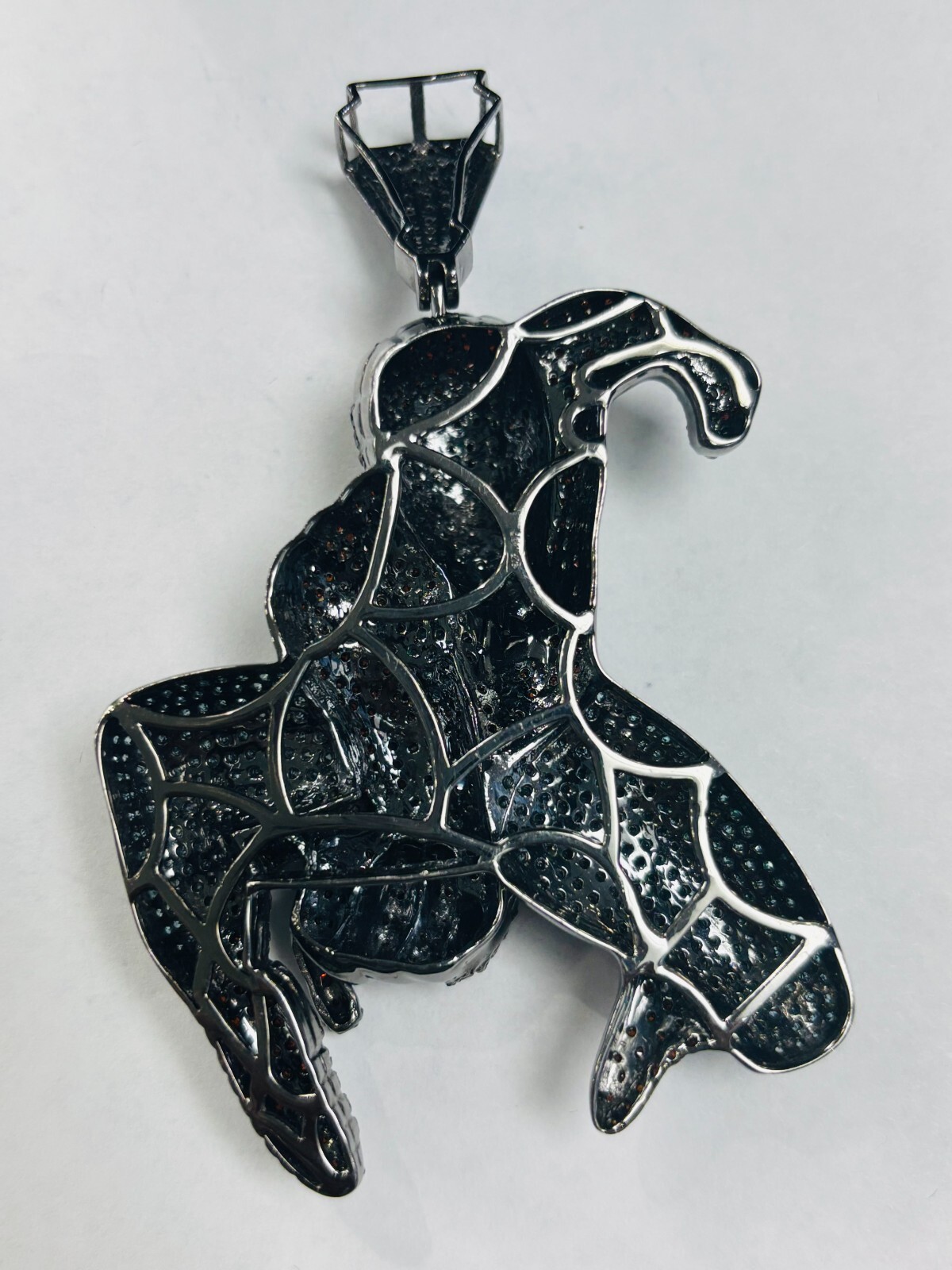 10kt Solid gold Black Rhodium, Red, black, and Blue Diamond Spiderman Charm