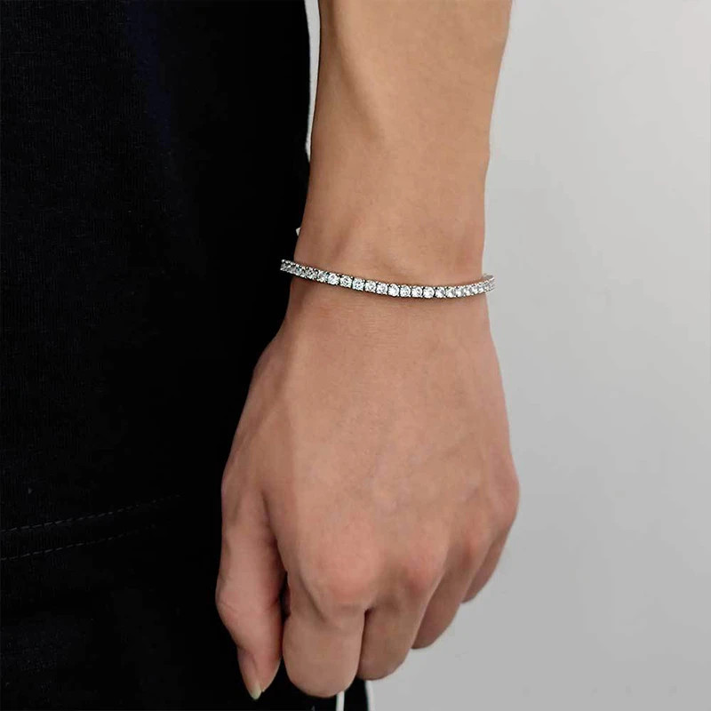 5.5ct Lab-Created Round Shape Diamond Test Pass Tennis 16.5cm Bracelet VS1/D