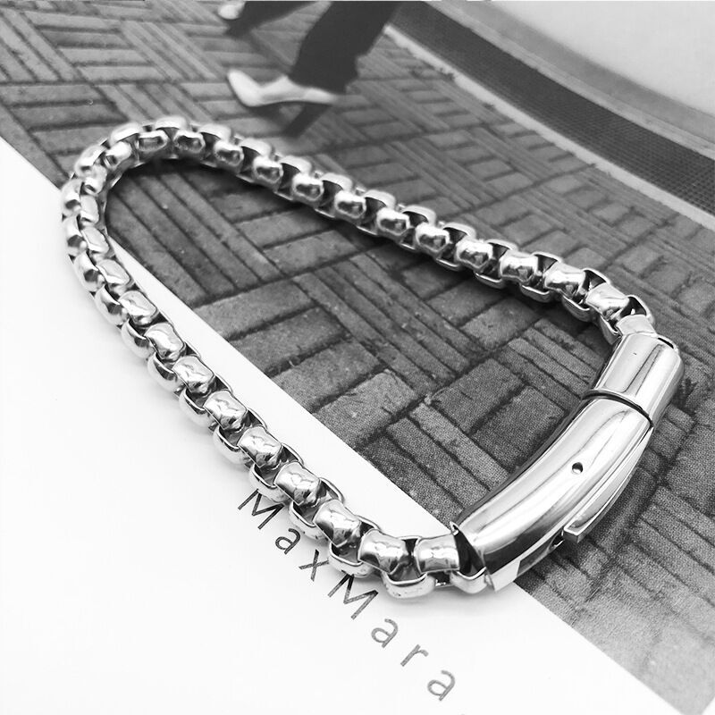 6mm Woman Man Stainless Steel Square Rolo Box Chain Bracelet Bangle 7-9.5 ”
