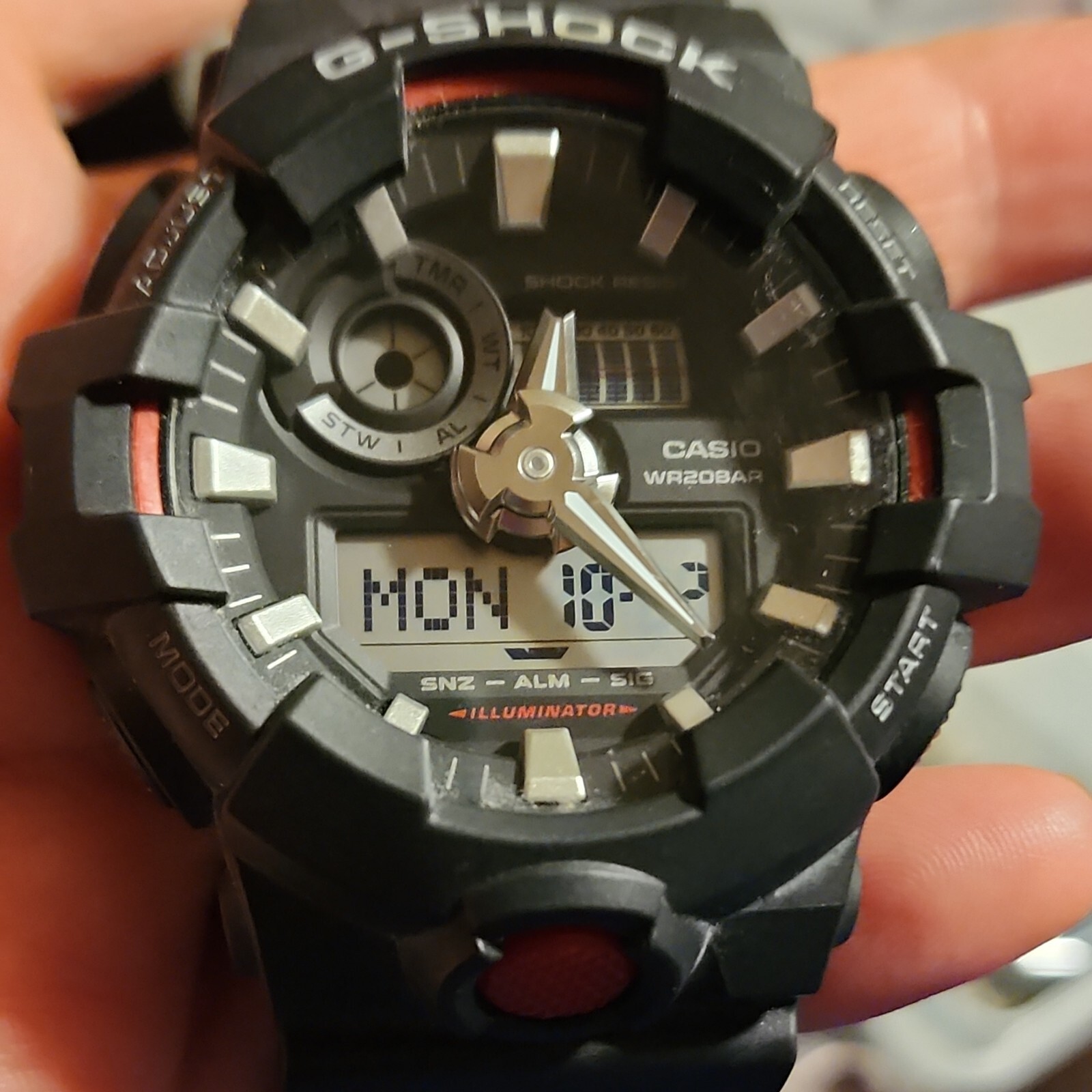 Casio G-Shock GA-700-1A Analog Digital Black Resin Strap Alarm Men’s Watch
