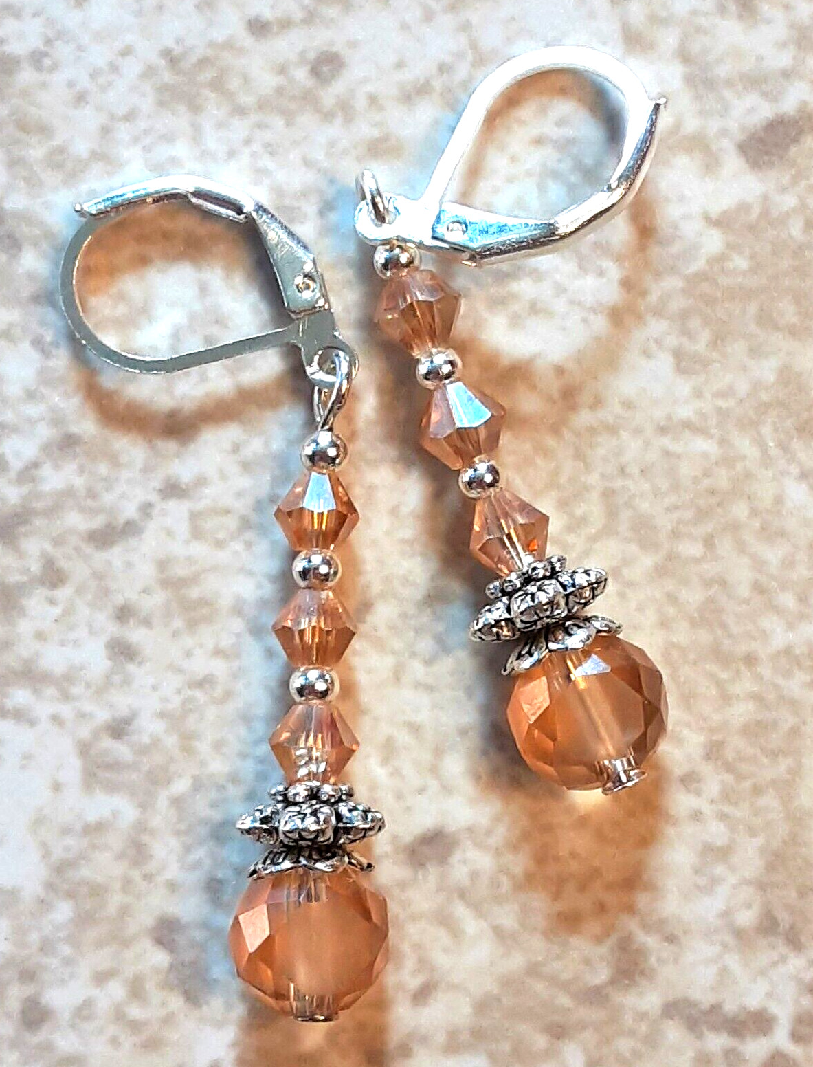 HONEY YELLOW & FROSTED crystal earring SP LEVERBACK handcrafted