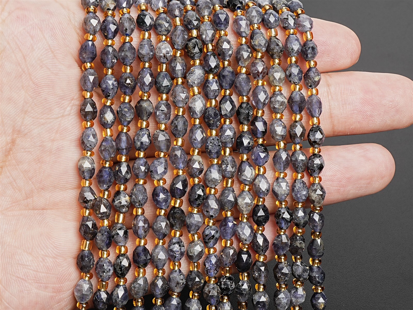 6MM Genuine Natural Gray purple Iolite Beads AA+ Rondelle Faceted Loose Beads
