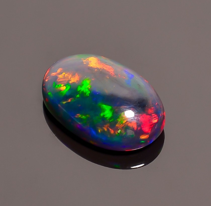 Natural Black Ethiopian Opal Oval Shape Cabochon Loose Gemstone 4.08 Ct 15X10X5