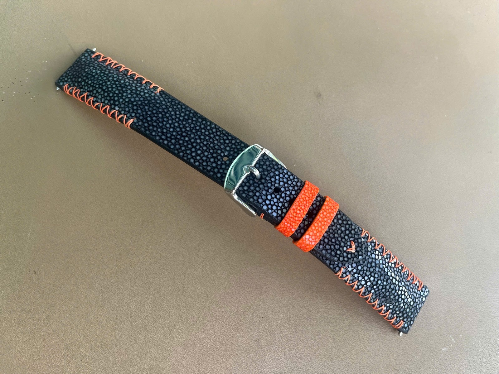 Black Stingray Leather Watch Strap Band 16 17 18 19mm 20mm 21mm 22mm 24mm 26mm