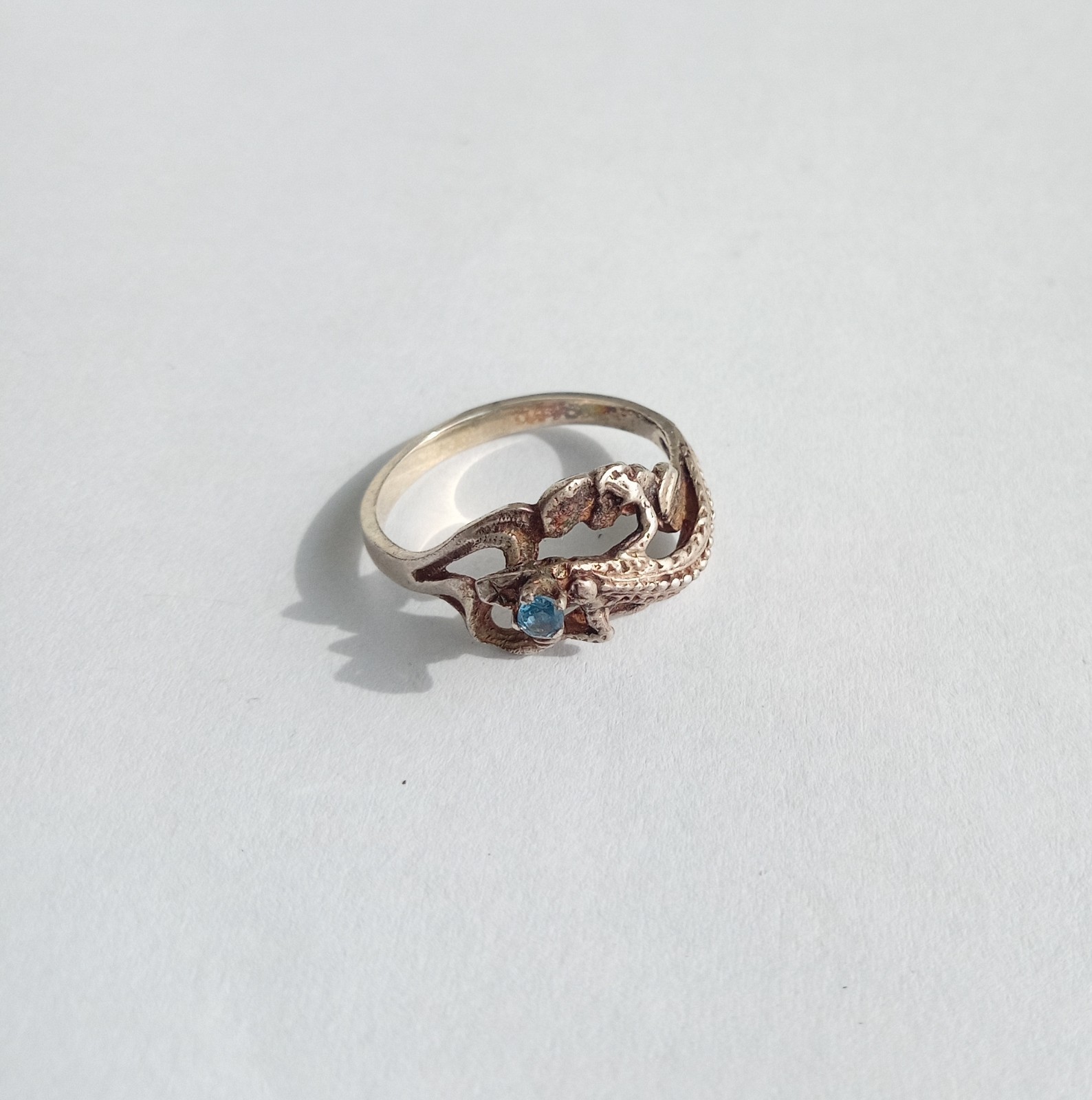 Vintage “Lizard” Ring Blue stone Sterling Silver 925 Women’s Jewelry size 6.75