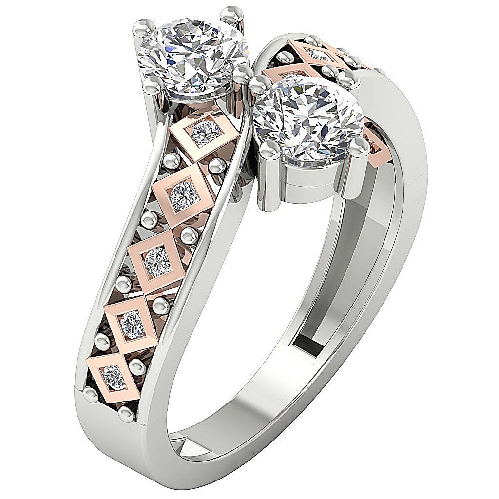 Forever Us Two Stone Lab Grown Diamond Solitaire Ring VS F 1.15Ct 14K Solid Gold