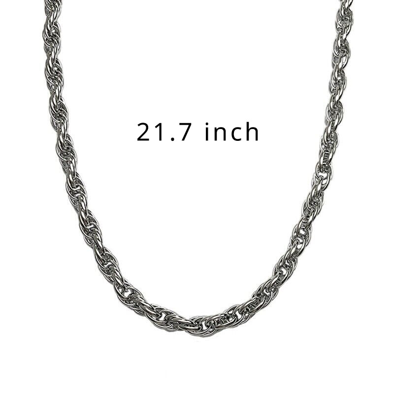 New Pure Titanium Necklace Twisted Necklace 7mm Lightweight Anti Allergy 21.7″