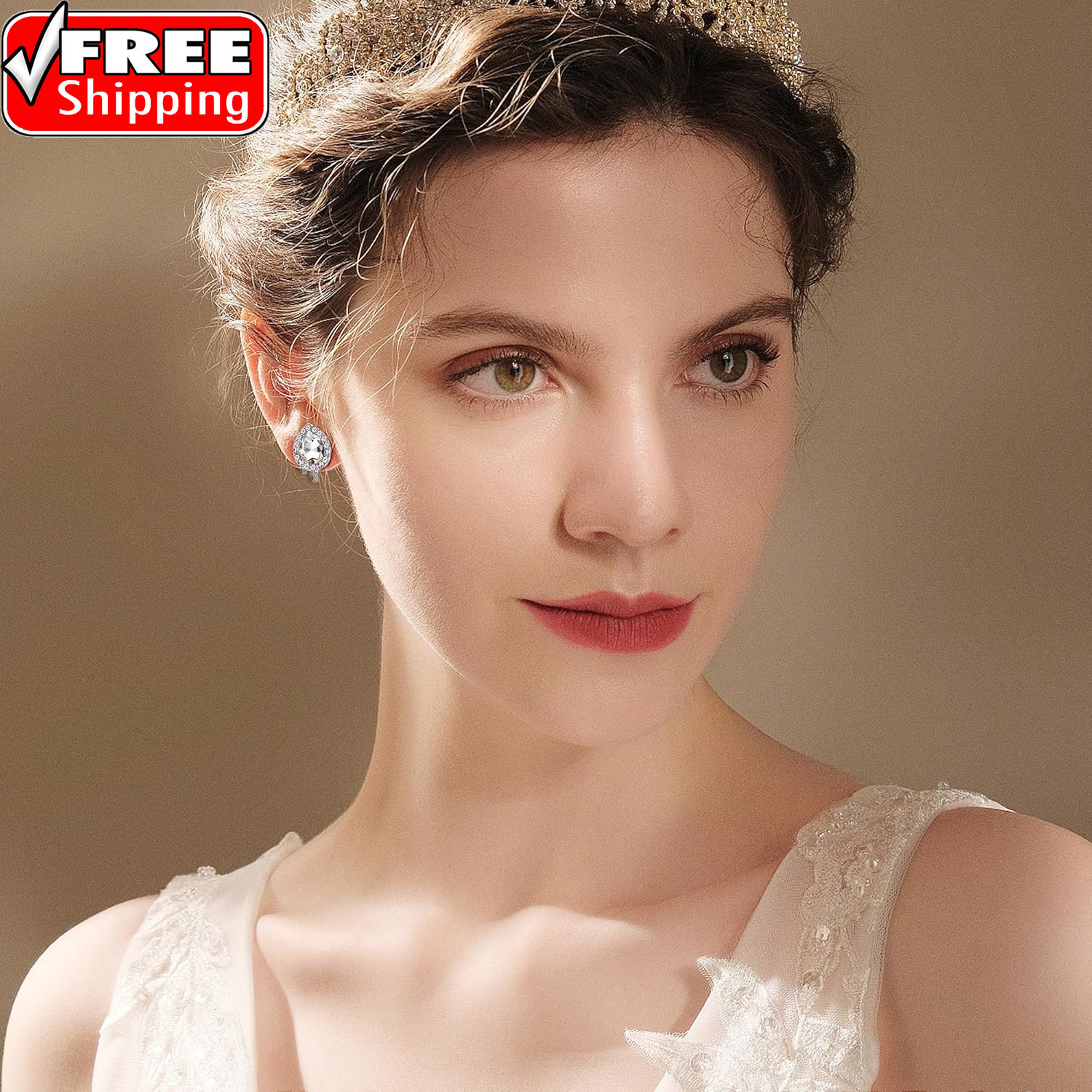 4 Pairs Silver Clip on Earrings for Women Elegant Rhinestone Clip on Earrings Da