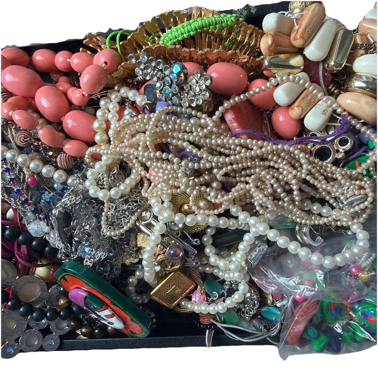 5.76 Lbs Bulk Craft Jewelry Lot Junk Repurpose Beads Wearable As Pictured As Is