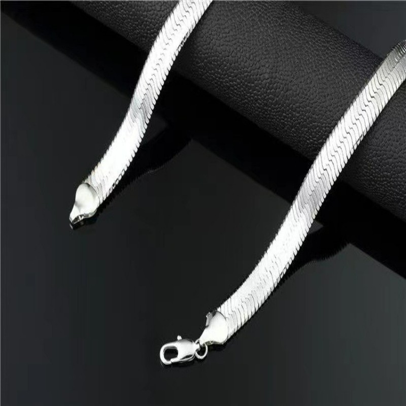 Titanium Steel Necklace Flat Snake Chain Heavy Collarbone Chain Sweater Chain