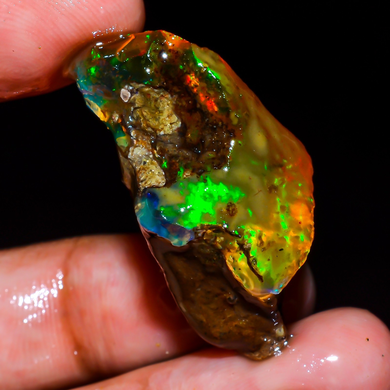 26 Ct Natural Ethiopian Opal Rough Gemstone, Loose Gemstone Multi Fire Opal L413