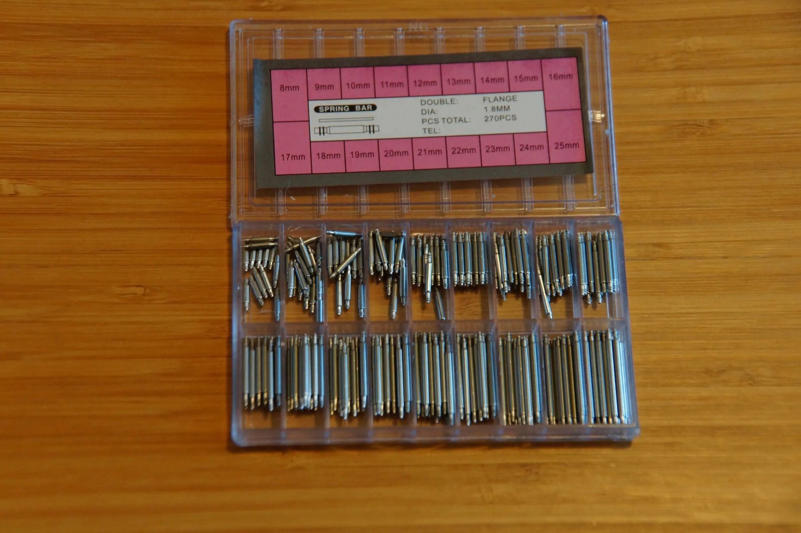 360pcs Watch PINS SPRING BARS Band Strap Link 8-25mm Repair Kit Stainless