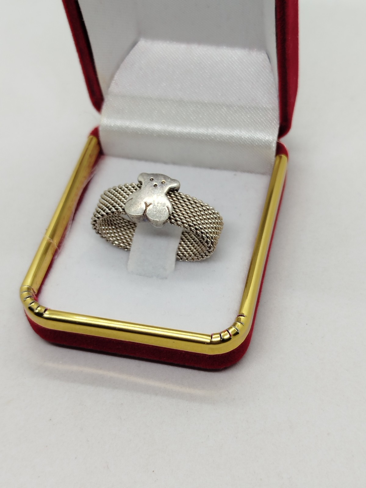 TOUS Sweet Teddy Bear Sterling Silver Ring MESH Size 7.5