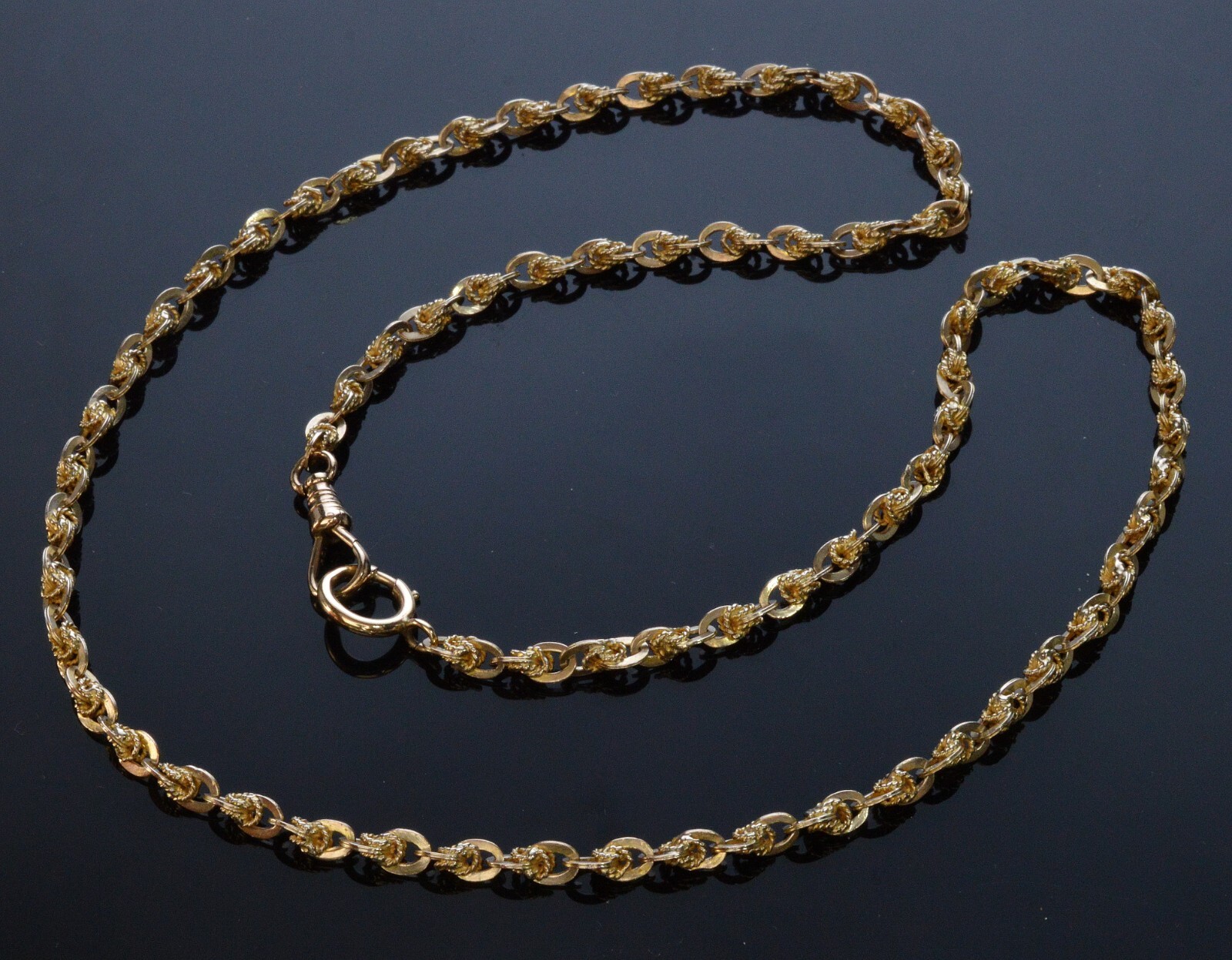 ANTIQUE VICTORIAN 10K GOLD FANCY LINK CHAIN NECKLACE 19 1/2″ C.1890 003873