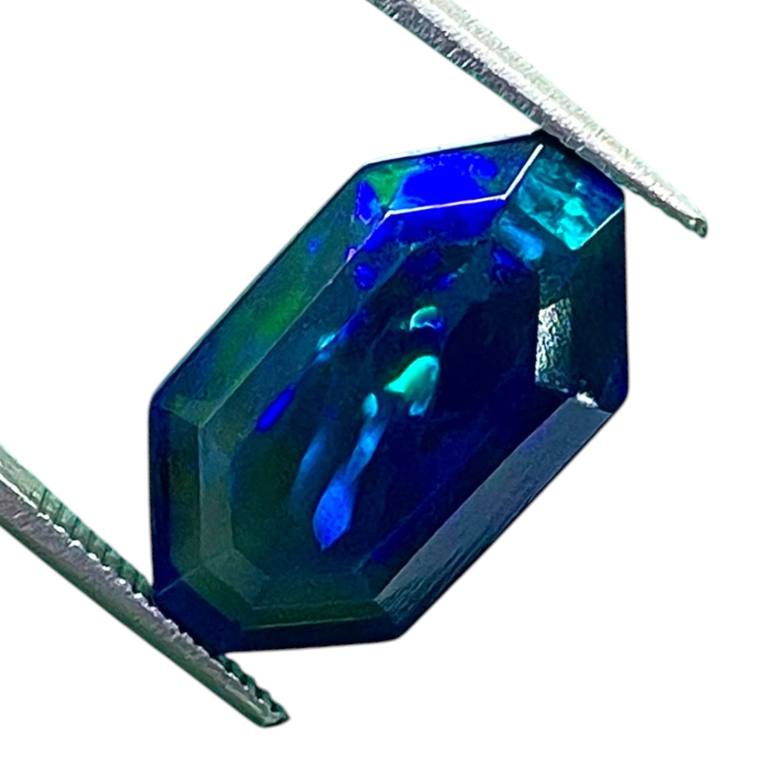 6.50 Cts Natural Ethiopian Black Opal 18x10mm Fancy Cut Multi Flash Gemstone