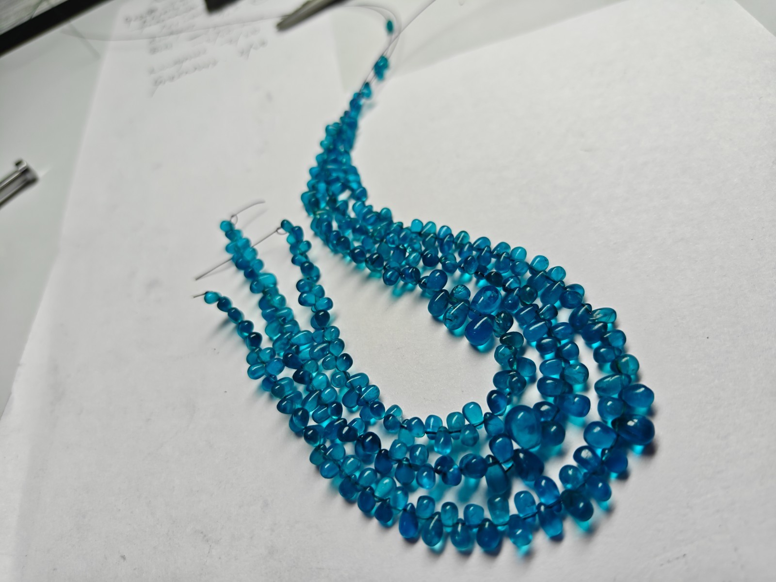 AAA Neon Blue Apatite Teardrop Beads: Smooth Gemstone Strand (6 Inches)