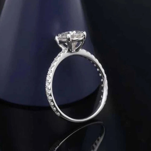 1Ct Pear Cut Lab Created Diamond Engagement Band Ring 14k White Gold Plated
