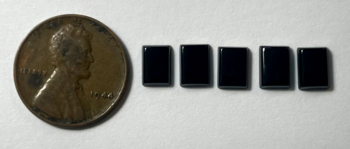 FIVE (5) PIECES BLACK ONYX 7X5 MM RECTANGLE FLAT AS PICTURED BELOW WHOLESALE!!!