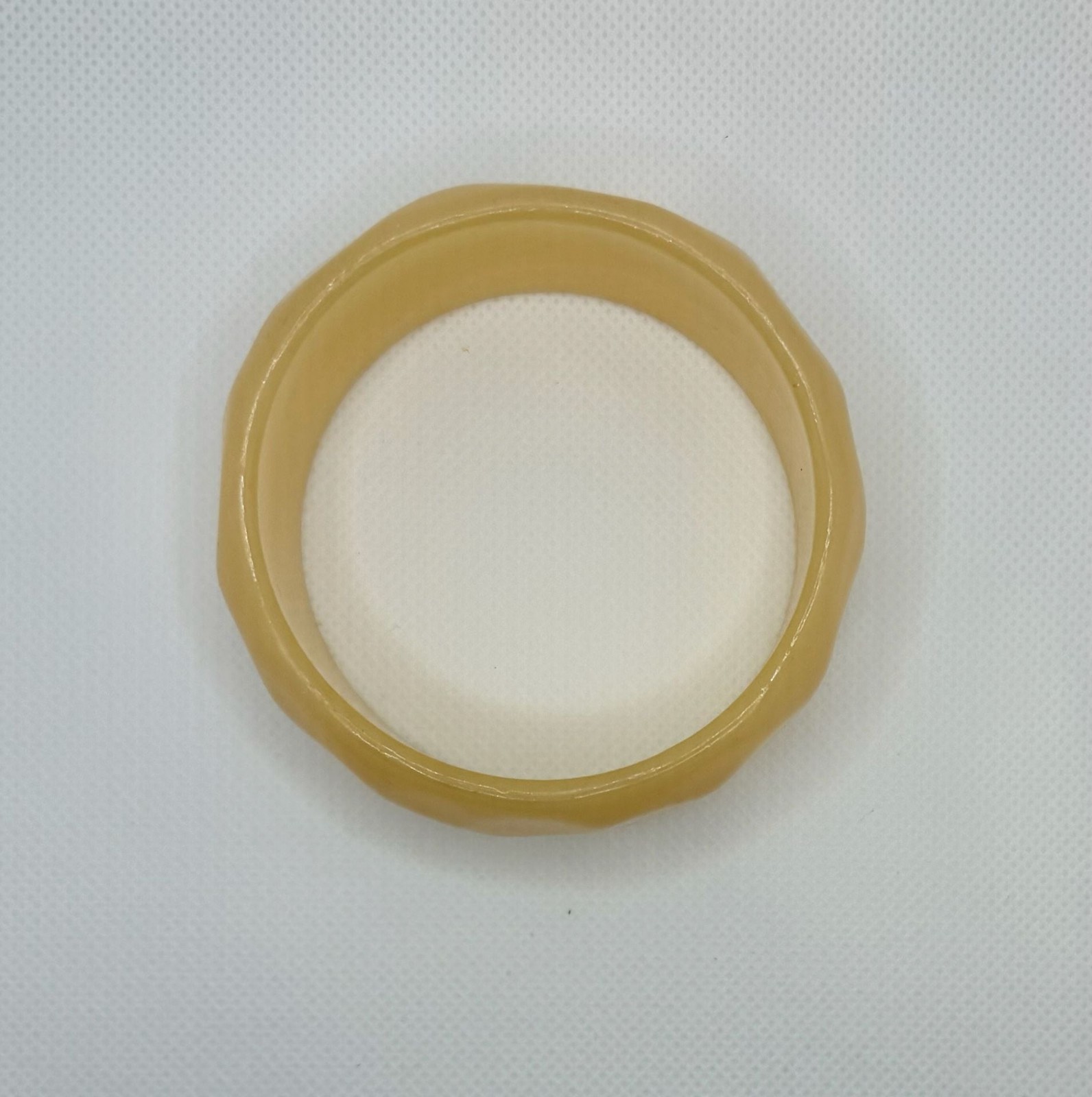 Vintage Faceted Cream Beige Resin Bangle Bracelet