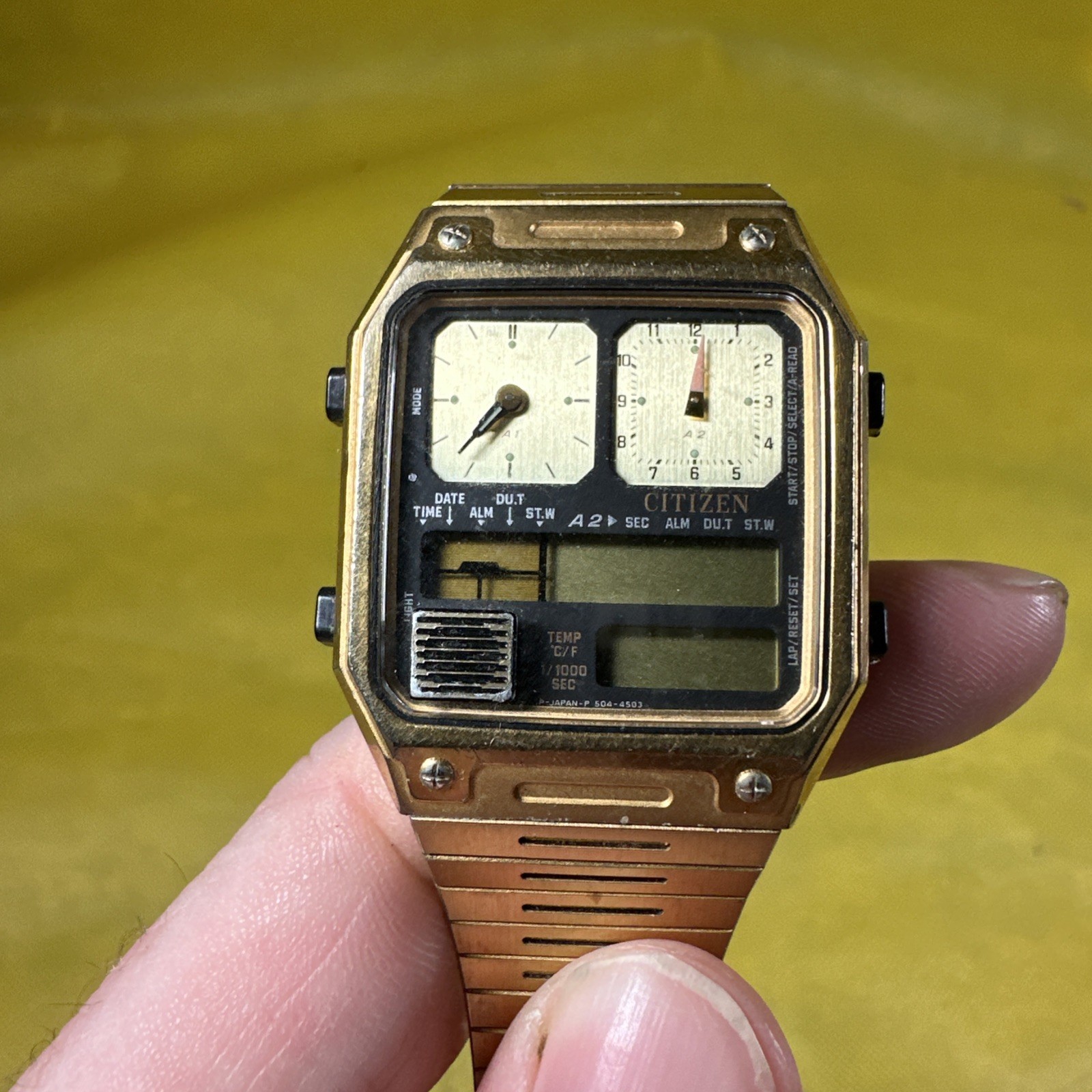 VINTAGE CITIZEN ANA DIGI TEMP 8980 WATCH Gold Tone JAPAN 30-5022-85 L2