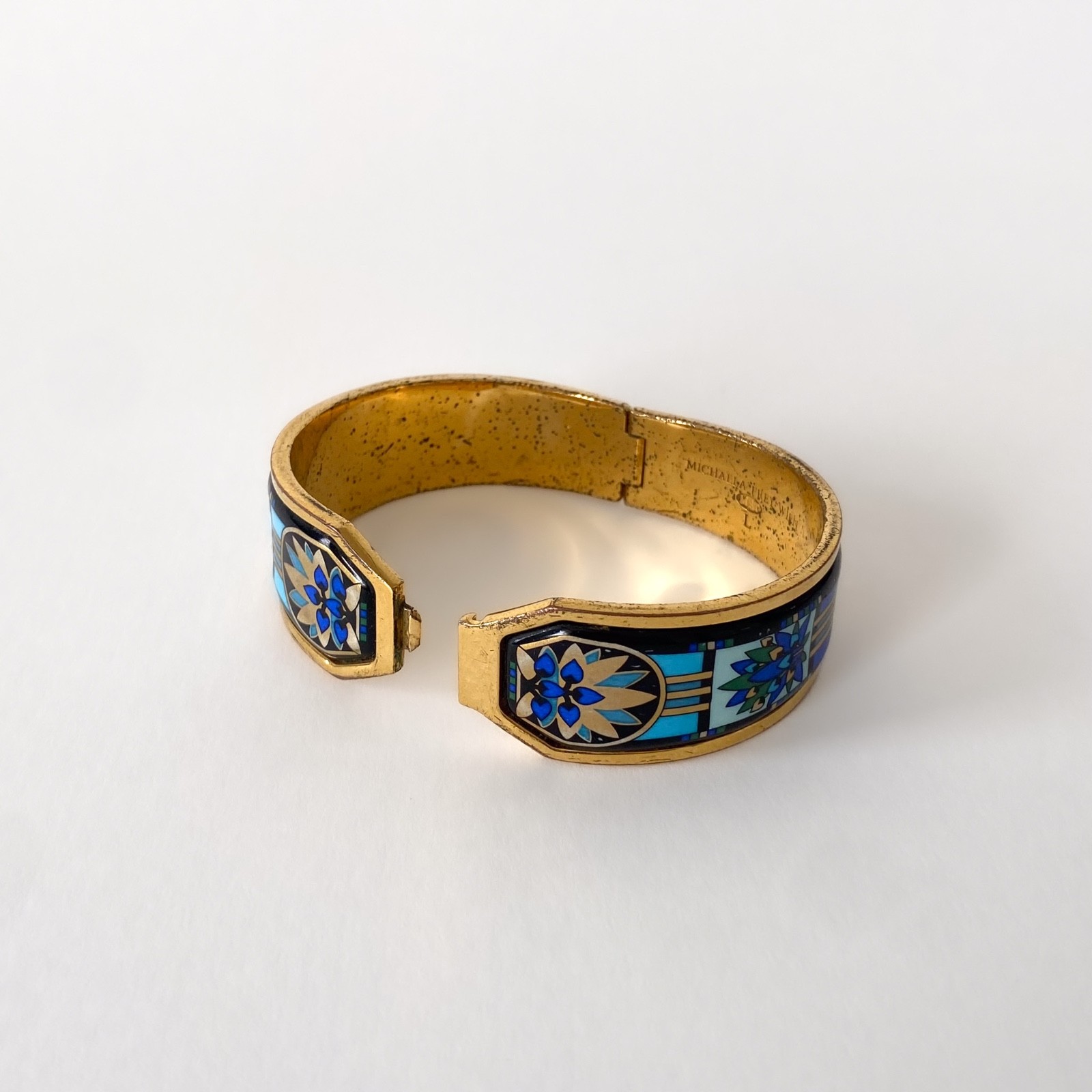 Michaela Frey Wien Vintage Gold Metal And Enamel Bracelet – 1980s