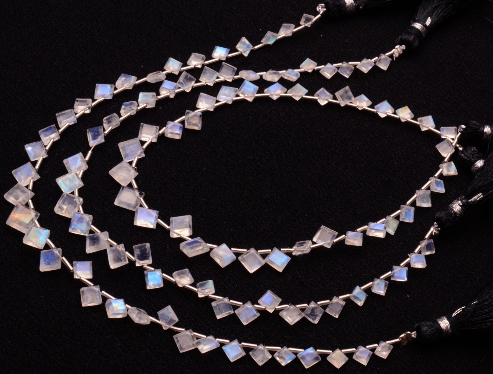 Blue Fire Rainbow Moonstone 4 to 6 mm Size Jewelry Making Beads 9″ Strand