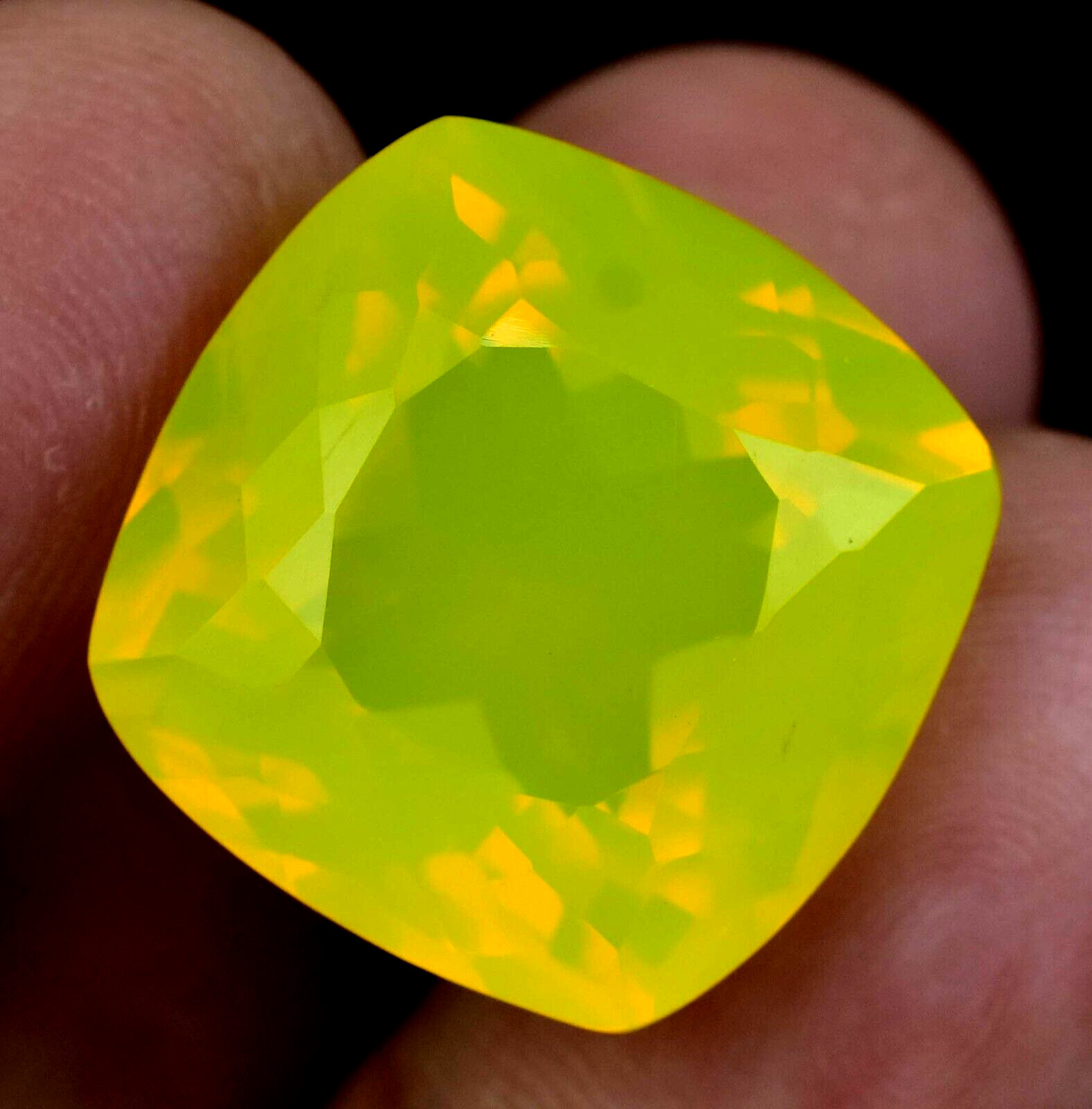 27.10 Ct Natural NEON Yellow Opal Certified Flawless Unheated Loose Gemstone