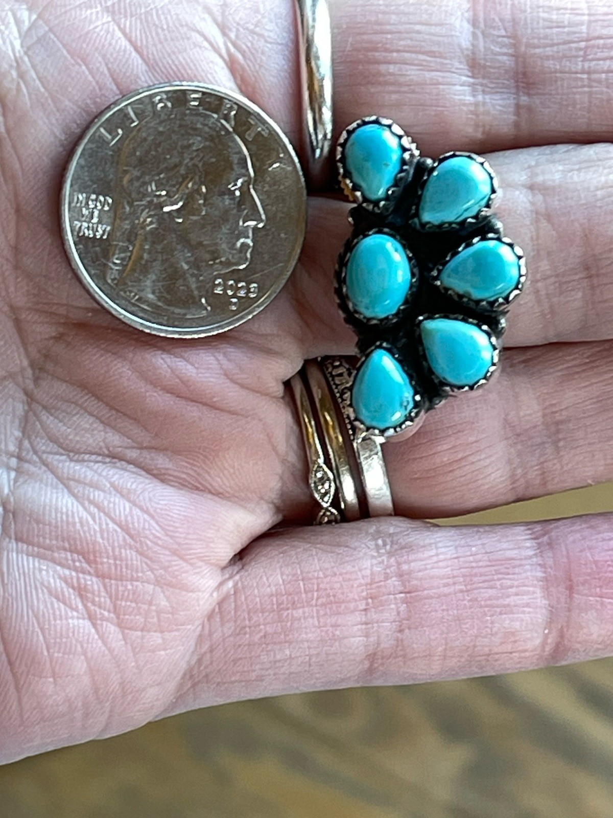 Native American Style Sterling Silver Turquoise Half Cluster Earrings Southwests