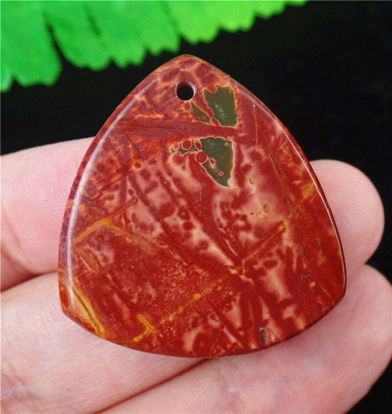 32x30x5mm Natural Brown Red Picasso Jasper Triangle Pendant Bead EA84733