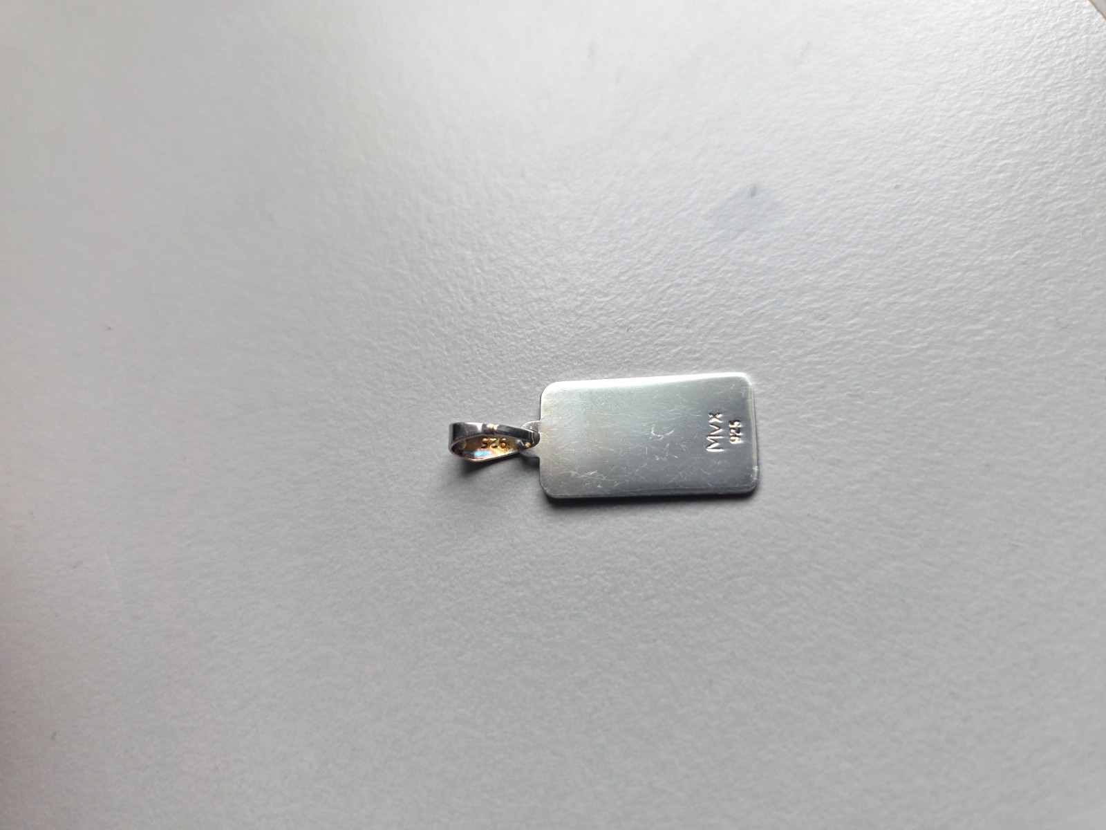 Genuine 925 Silver Pendant Rectangular Gold Inlay Mvx Hallmarked Minimalist