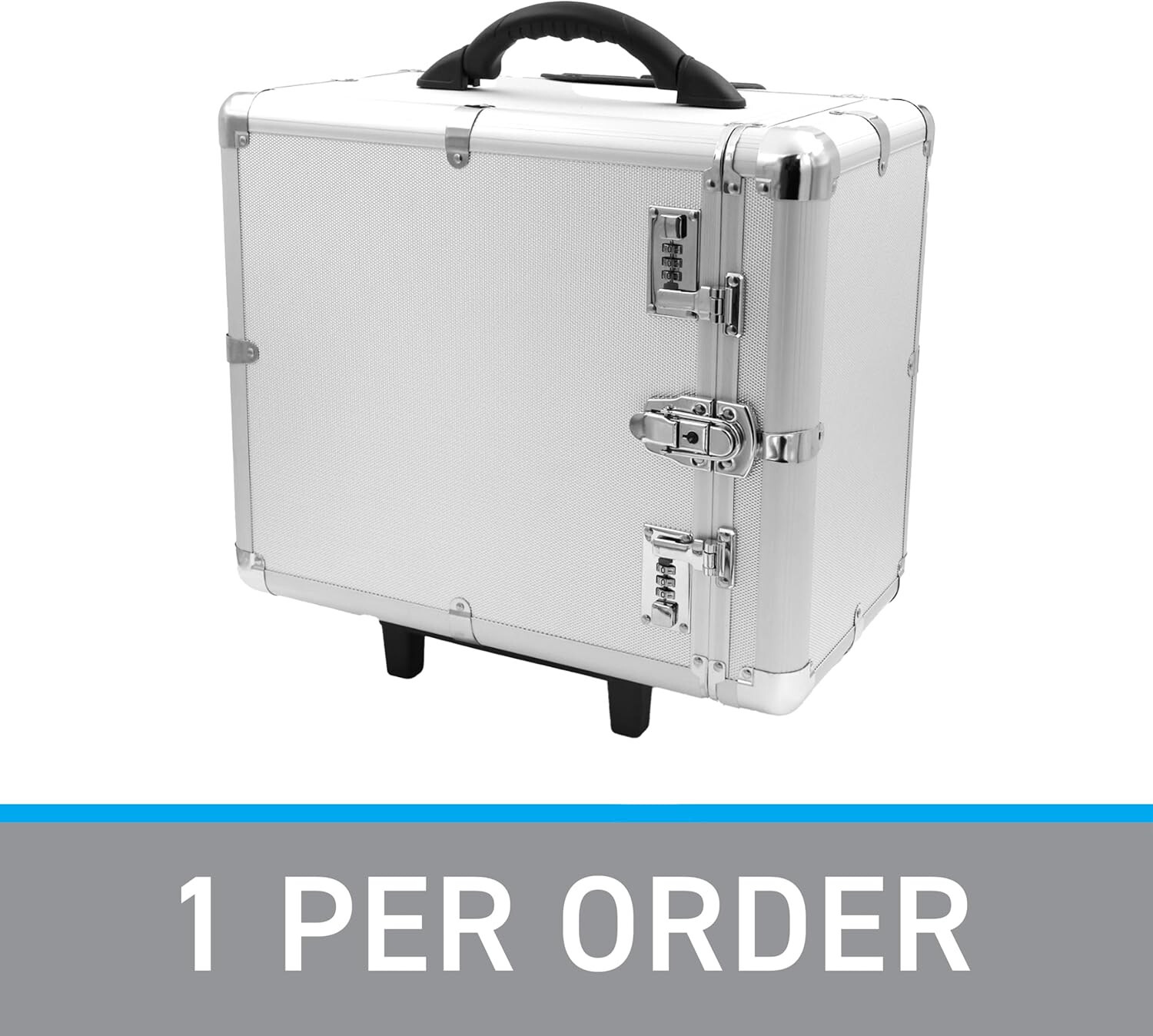 Aluminum Jewelry Storage Organizer Case Cabinet Rolling 16 3/8″ Combination Lock