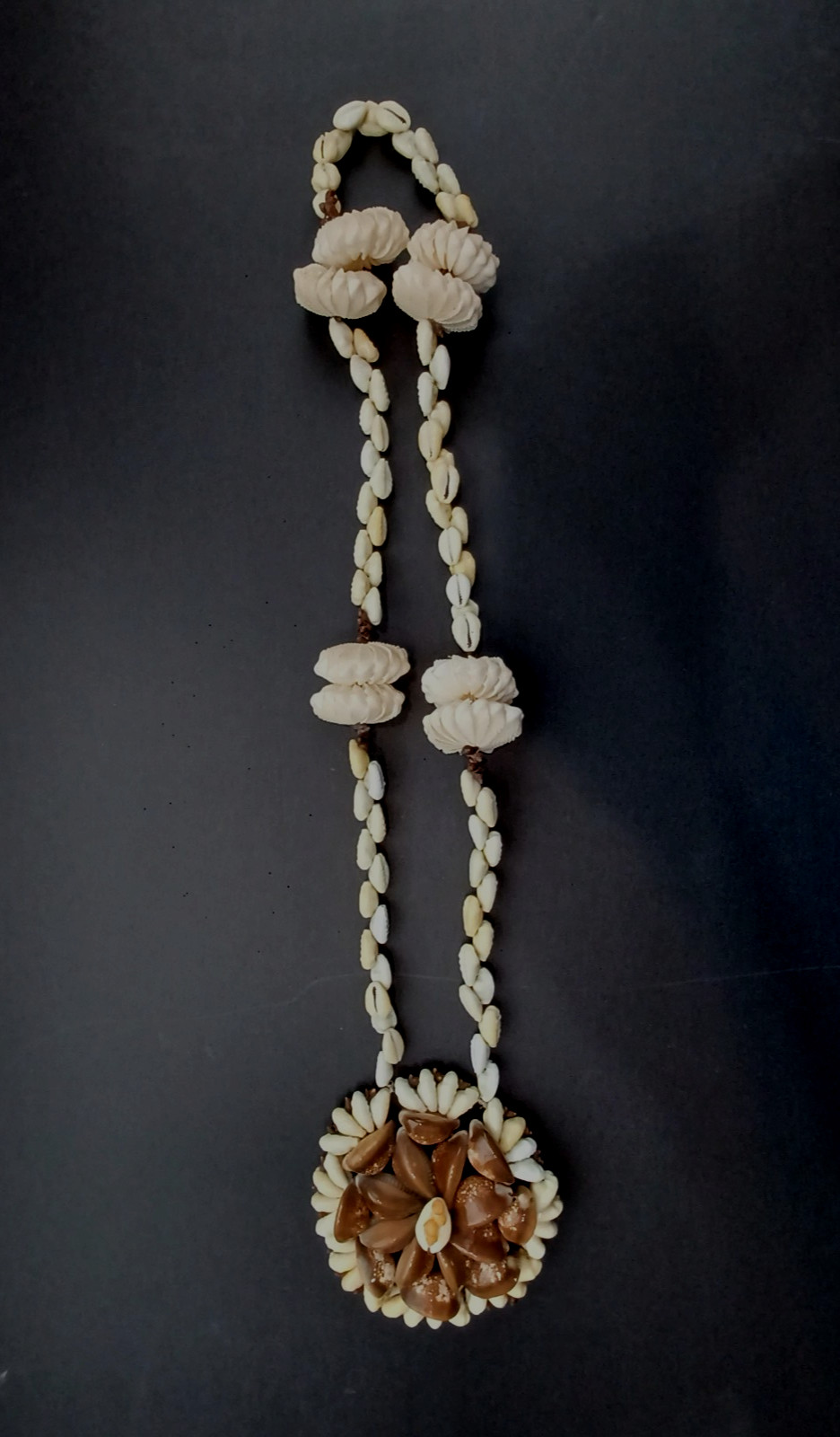 Vintage Rare Hawaiian X-Large Cowrie Shell Necklace & Pendant + Sea Shells