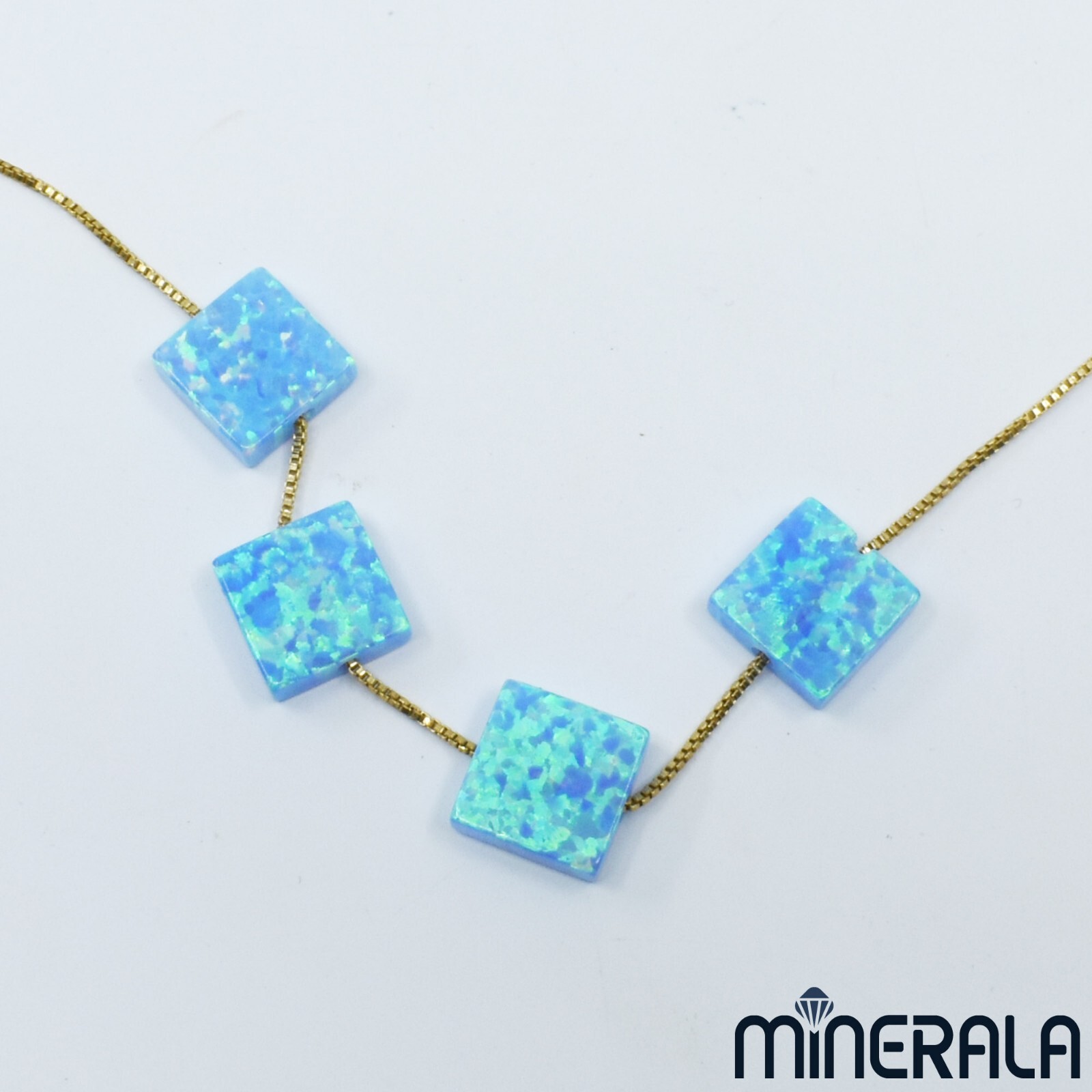 SKY BLUE SYNTHETIC LAB CREATED OPAL GEMSTONE SQUARE SHAPE BEADS 8mm 10mm WP027F0