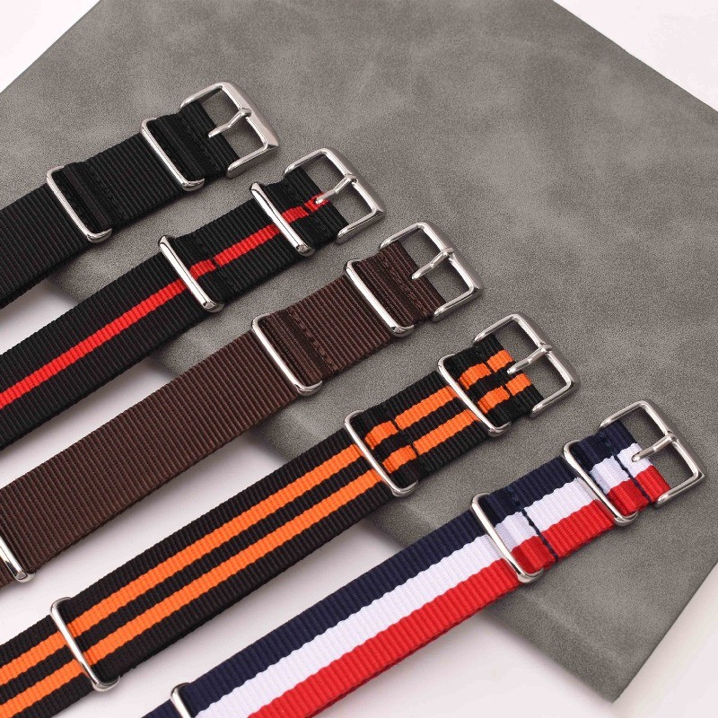 Extended Nylon Canvas Watch Strap 3 Loop Buckle Breathable Band 18 20 22 24mm