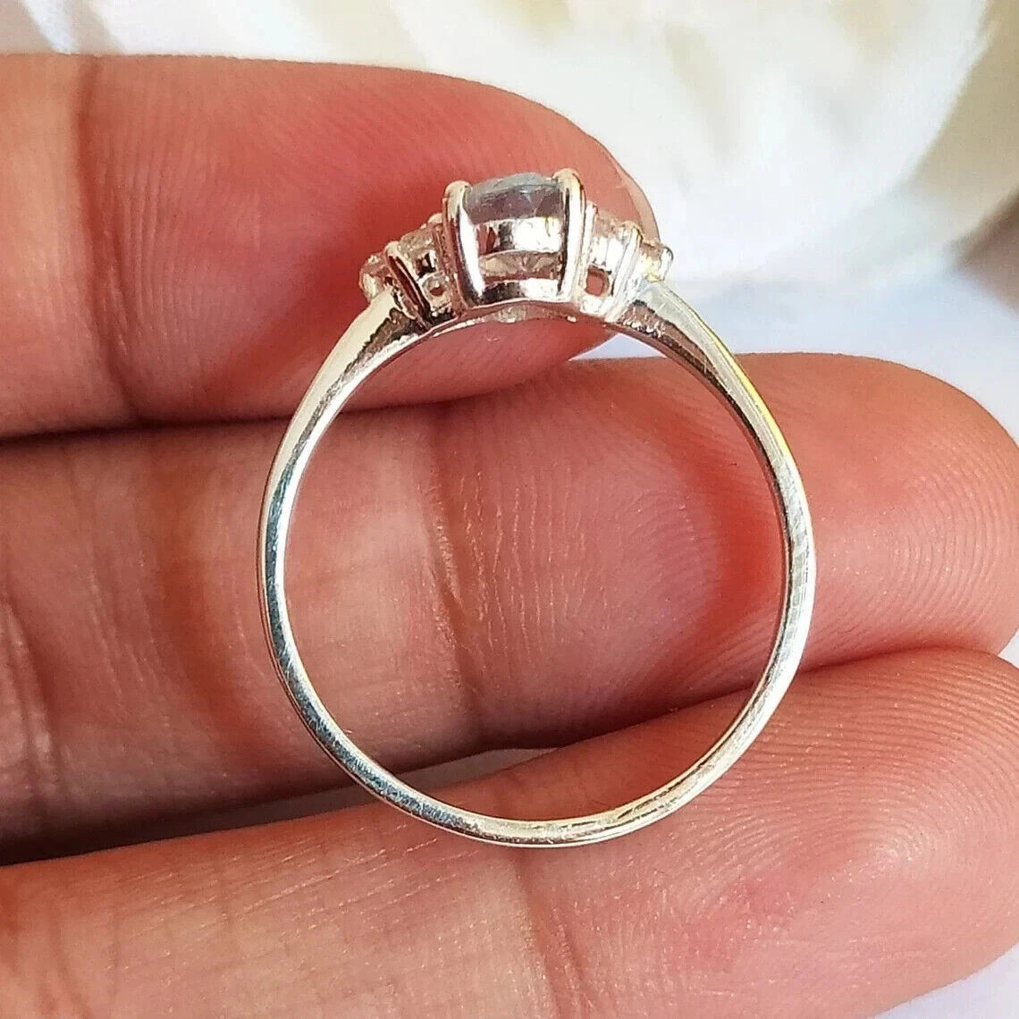 2.30Ct Oval Cut Simulated Aquamarine Engagement Ring 14k White Gold Plated