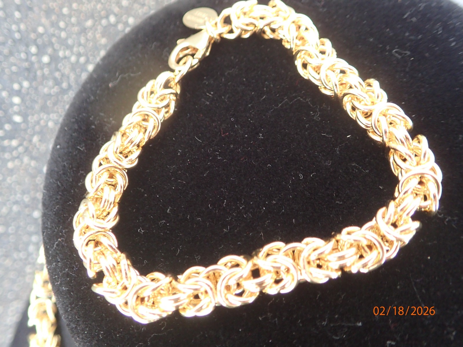 Bellezza 18k gold layrd Bronze Byzantine Necklace & Bracelet 2-piece Set 7″ 18″
