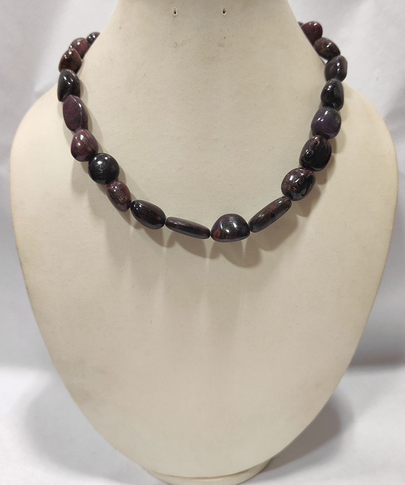 Natural Indian Ruby Beaded Tumble Necklace: Handmade AAA+ Quality, 15 Inches