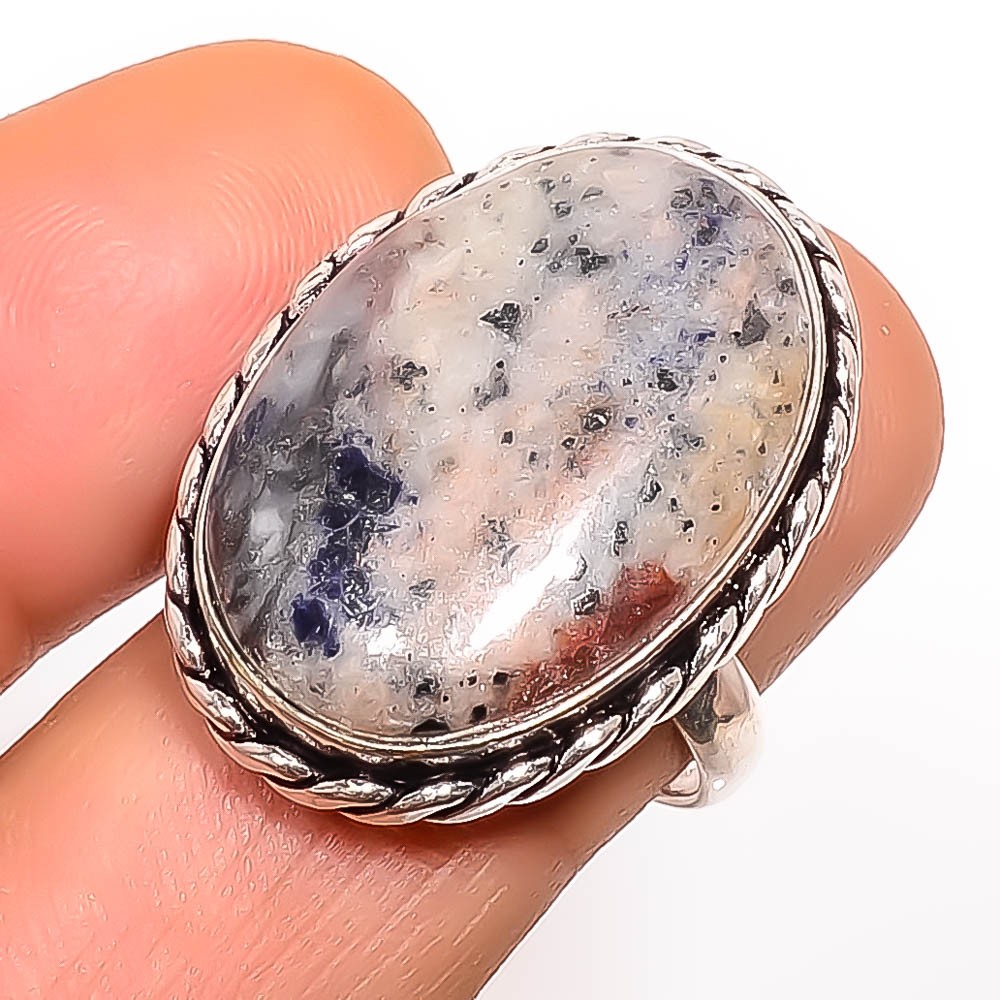 Natural Sodalite – Minas Gerais Gemstone 925 Silver Plated Ring s.9 TR508-1569
