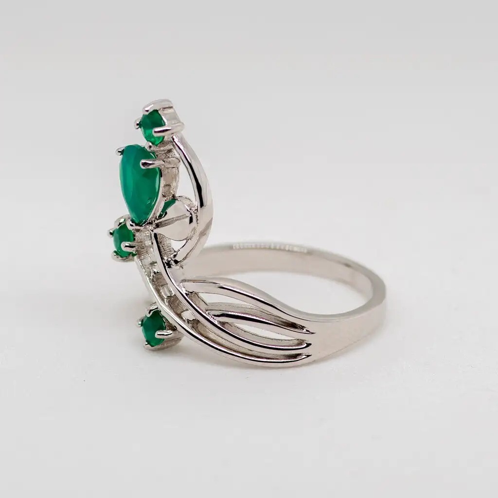 0.97Ct Natural Green Agate Gemstone 925 Sterling Silver Size 5-10
