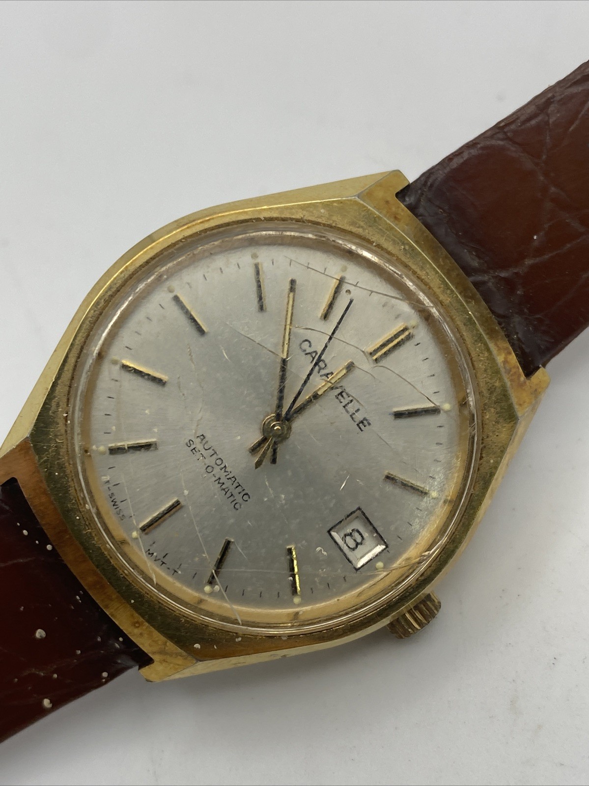 1978 Caravelle Set-O-Matic Automatic Men’s Wrist Watch Swiss Date Stainless