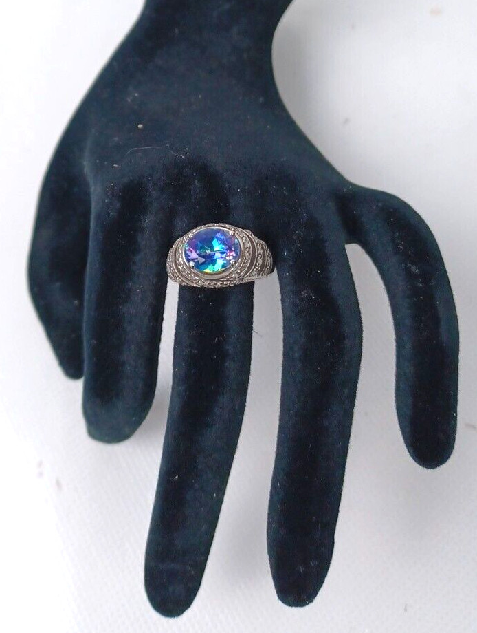 Signed NVC Sterling Silver 925 Mystic Topaz Ring size 6