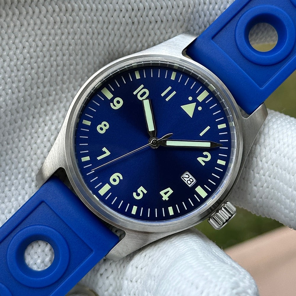 STEELDIVE SD1940 Mens Pilot 39mm 200M Automatic Dive Watch NH35 Rubber