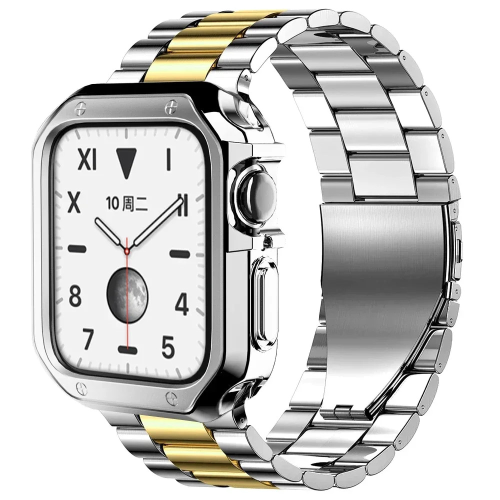 Stainless Steel Strap + Case for Apple Watch Seriess 11 10 9 8 7 6 5 4 3 SE Band