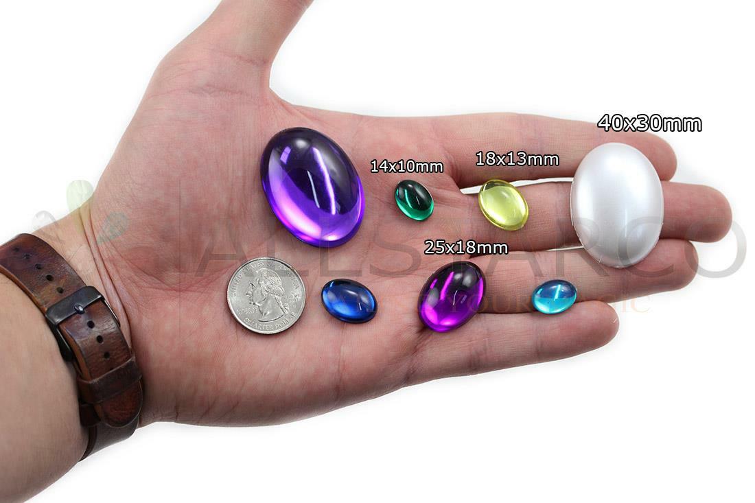 Acrylic Oval Clear Cabochons Flat Back Gems For Jewelry Craft Pro Grade Jewels