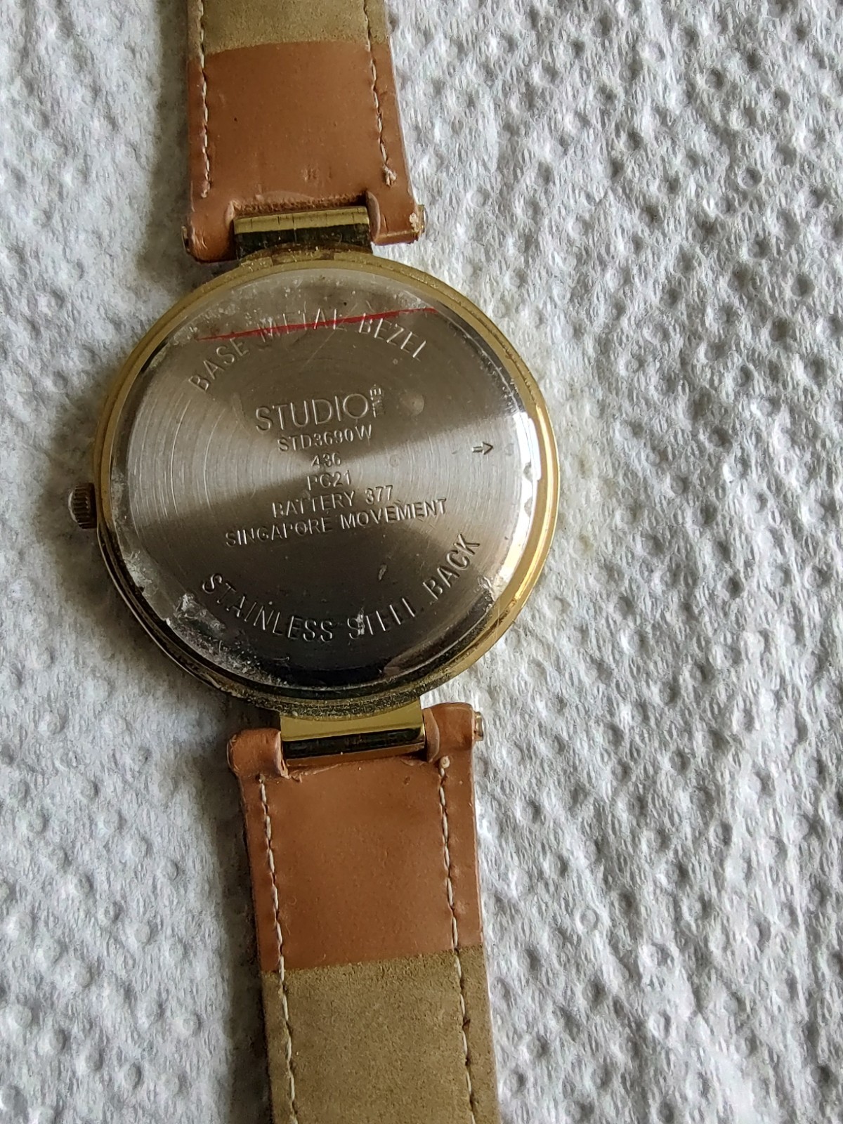 Studio Time Watch Crystal Gold tone Leather Strap Girls Female watch