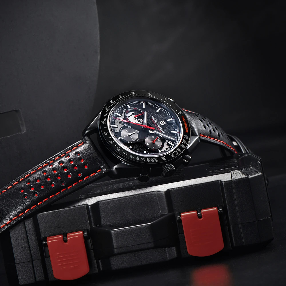 Men’s Moon Chronograph Quartz Watch Sapphire Waterproof Wristwatch