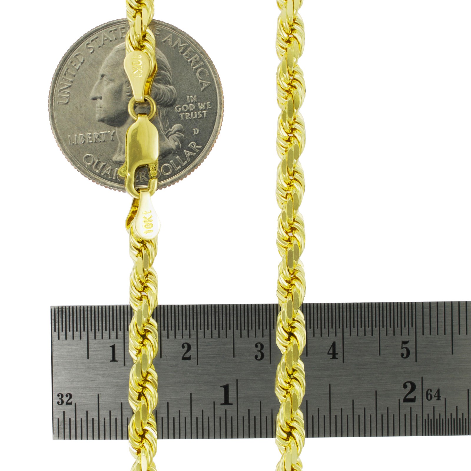 10k Yellow Solid Gold 5mm Mens Diamond Cut Rope Chain Necklace Italian Made 22″